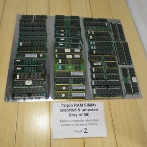 Vintage Memory Lot - 50 pieces of 72-pin RAM SIMMs - Various Brands, Untested #2